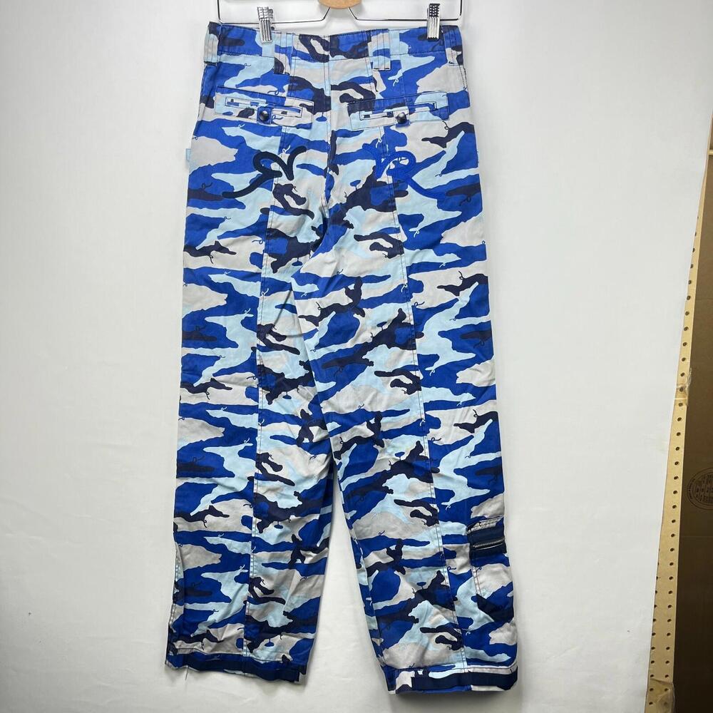 Vintage Y2K Rocawear Blue Camo Baggy Pants Skater Waist 30